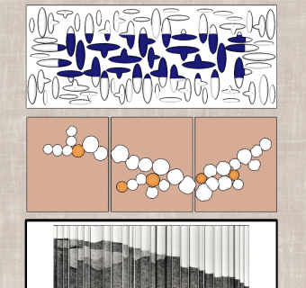 现代墙饰，挂饰挂件，立体画su草图模型下载