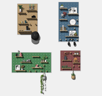 北欧儿童房墙饰挂饰，挂件su草图模型下载