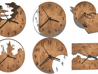 北欧原木挂钟，石英钟，钟表su草图模型下载
