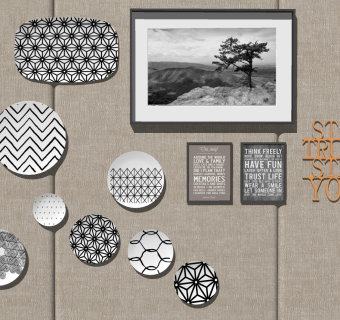 北欧现代盘子挂饰挂件墙饰、现代墙饰su草图模型下载