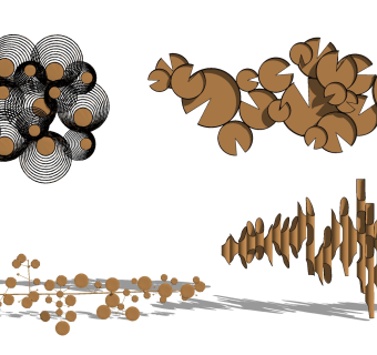 现代轻奢金属墙饰，挂饰，挂件组合su草图模型下载