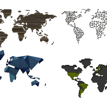现代世界地图装饰画，墙饰挂饰挂件su草图模型下载