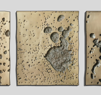 现代新中式铜板墙饰，挂饰立体画装饰品su草图模型下载