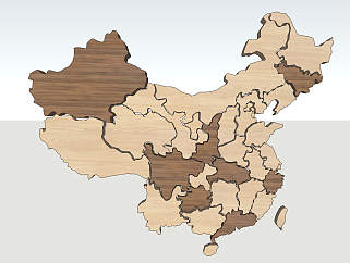 现代<em>中国地图墙饰</em>，挂饰挂件su草图模型下载