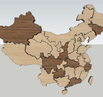 现代中国地图墙饰，挂饰挂件su草图模型下载