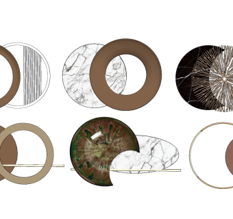 现代轻奢金属墙饰挂件，挂饰挂件su草图模型下载