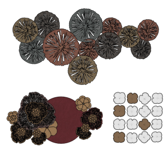 新中式泰式金属墙饰挂饰挂件，墙饰组合su草图模型下载