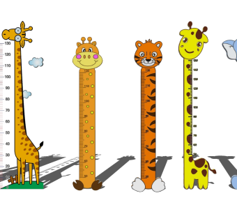 儿童房卡通造型长颈鹿量尺、身高尺，身高标尺墙贴su草图模型下载