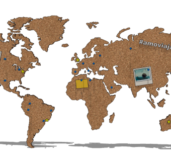现代世界地图墙饰，挂饰挂件su草图模型下载