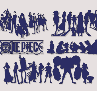 现代海贼王人物剪影墙饰su草图模型下载