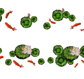 现代荷花，荷叶，鱼群金鱼墙饰挂件su草图模型下载