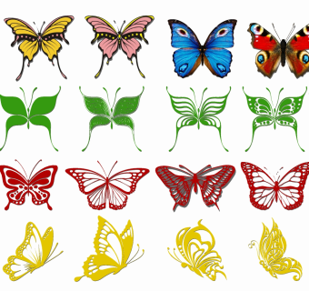 现代蝴蝶剪纸墙饰挂件组合su草图模型下载