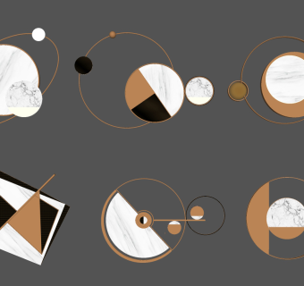 现代轻奢墙饰挂饰挂件组合su草图模型下载