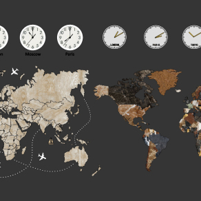 现代宾馆酒店世界地图时钟，石英钟，钟表挂饰挂件墙饰挂件su草图模型下载