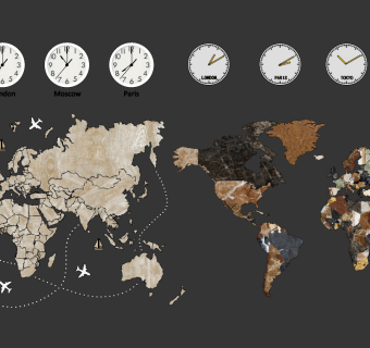 现代宾馆酒店世界地图时钟，石英钟，钟表挂饰挂件墙饰挂件su草图模型下载