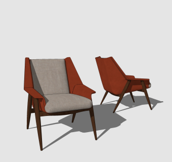 现代布艺休闲单椅su草图模型下载