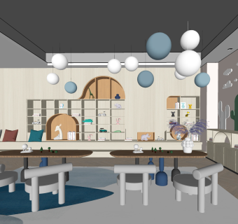 现代幼儿园，活动区活动室su草图模型下载