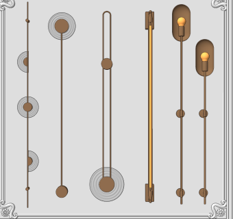 新中式现代壁灯 组合su草图模型下载