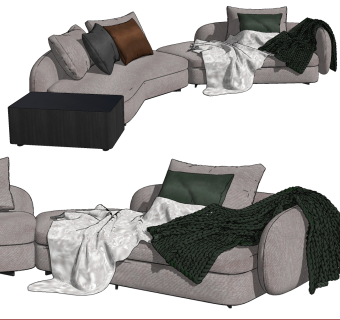 意大利 poliform 现代多人沙发su草图模型下载