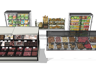 现代超市冷藏柜，保鲜柜su草图模型下载