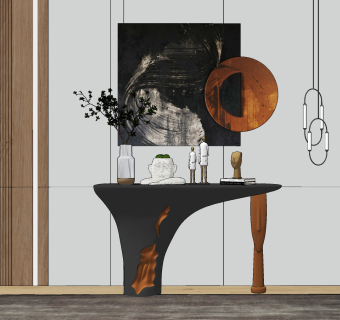 现代端景台,不规则造型艺术端景台su草图模型下载