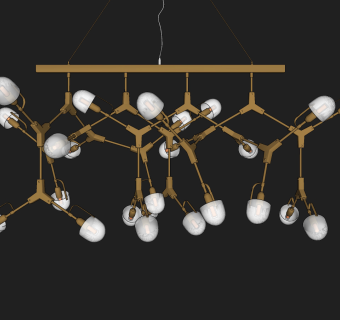 现代金属玻璃吊灯,su草图模型下载