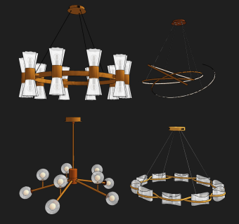 现代轻奢吊灯组合su草图模型下载