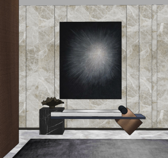 现代轻奢玄关su草图模型下载