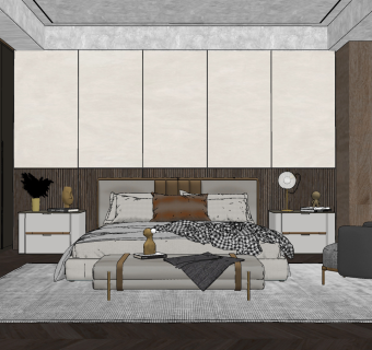 现代卧室 su草图模型下载