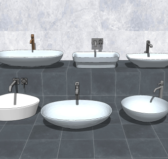 现代洗手盆,台盆,洗手池台上盆su草图模型下载