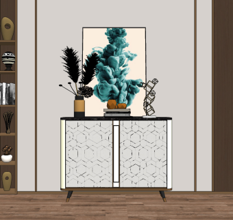 现代轻奢玄关柜su草图模型下载