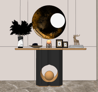 现代玄关柜边柜,su草图模型下载