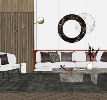 现代组合沙发,su草图模型下载