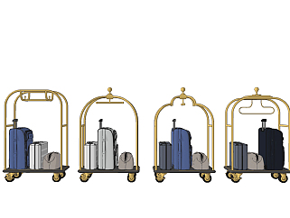 现代酒店行李车,su草图模型下载