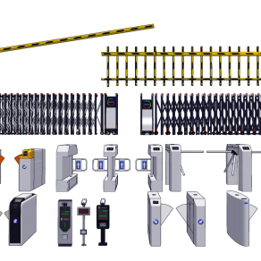 现代收费杆,闸机电动门,现代旋转门闸,安检道闸su草图模型下载