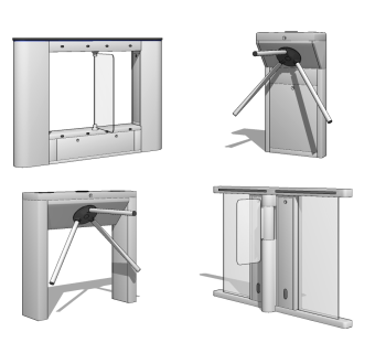 现代旋转门闸，道闸，闸机su草图模型下载