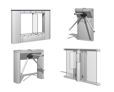 现代旋转门闸，道闸，闸机su草图模型下载