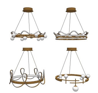 现代轻奢吊灯su草图模型下载