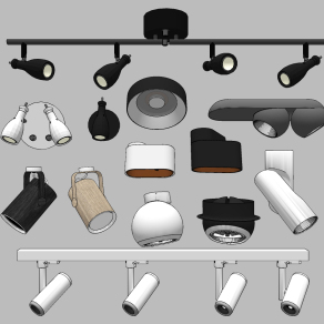 现代筒灯,射灯,聚光灯su草图模型下载
