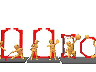 新中式欢度春节儿童雕塑,雕像,摆件su草图模型下载