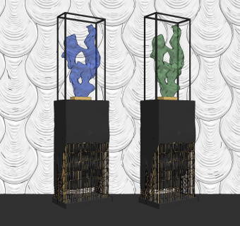 新中式抽象水晶雕塑,,雕像,摆件,摆台su草图模型下载