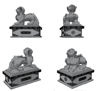 中式石头貔貅石狮子龙雕塑摆件su草图模型下载