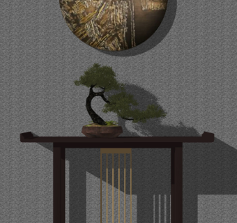 新中式玄关,su草图模型下载