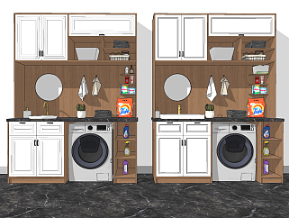 现代阳台<em>洗衣机</em>浴室柜组合,su草图模型下载