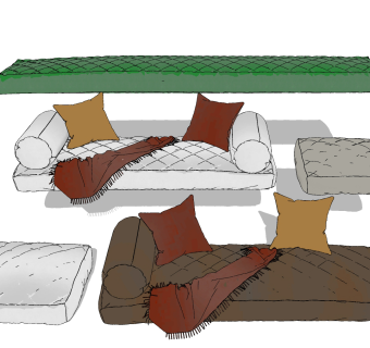 现代坐垫,沙发抱枕组合,su草图模型下载