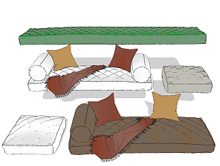 现代坐垫,沙发<em>抱枕</em>组合,su草图模型下载