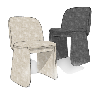 west elm 现代布艺单椅su草图模型下载