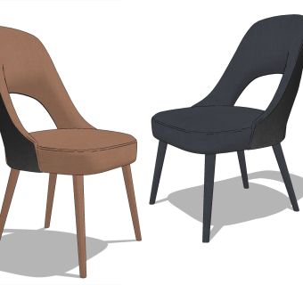 现代布艺餐椅,休闲椅su草图模型下载