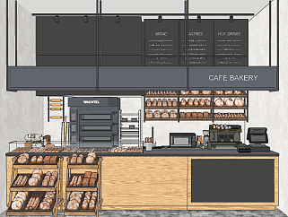 现代<em>面包店</em>咖啡吧su草图模型下载