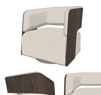 现代实木布艺休闲椅su草图模型下载